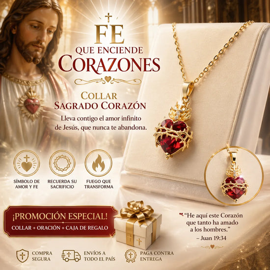 COLLAR SAGRADO CORAZÓN DE JESÚS + CAJA DE REGALO