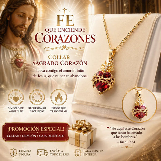 COLLAR SAGRADO CORAZÓN DE JESÚS + CAJA DE REGALO